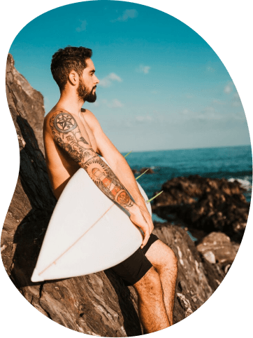 Boy with surfboard