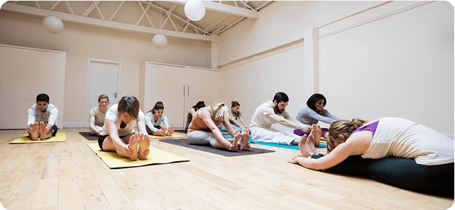 Guests practising yoga